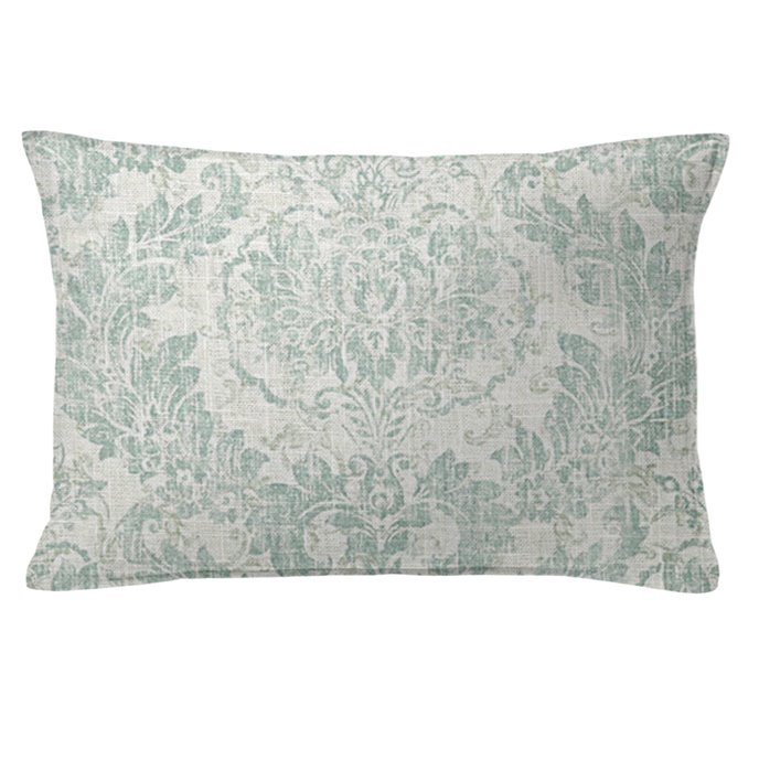 Damaskus Linen Mist Decorative Pillow - Size 14"x20" Rectangle Thumbnail