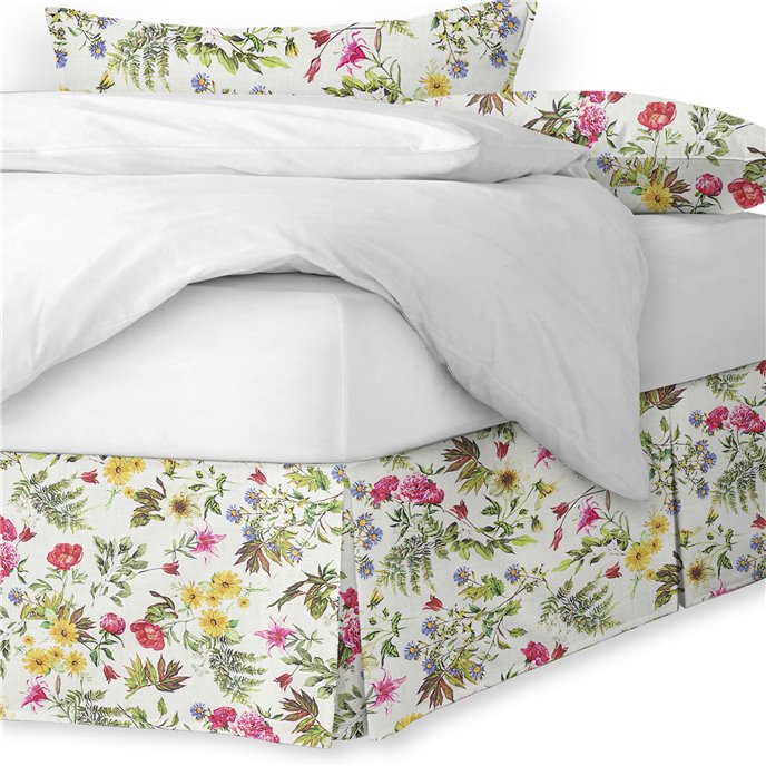 Destiny White Multi/Floral Platform Bed Skirt - Size Queen 15" Drop Thumbnail