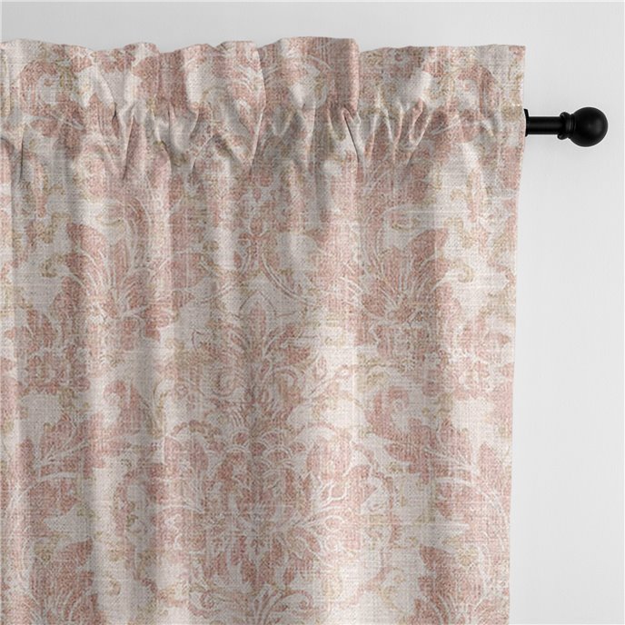 Damaskus Linen Blush Pole Top Drapery Panel - Pair - Size 50"x144" Thumbnail