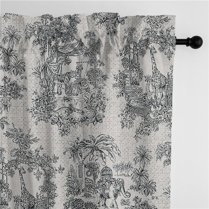 Kaelan Black Pole Top Drapery Panel - Pair - Size 50"x108" Thumbnail