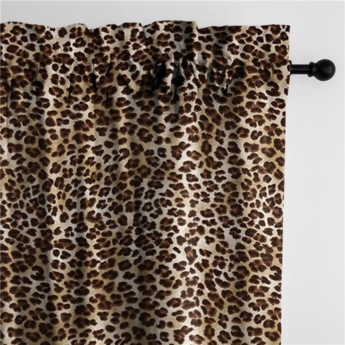 Jolene Animal Print Black Pole Top Drapery Panel - Pair - Size 50"x144" Thumbnail