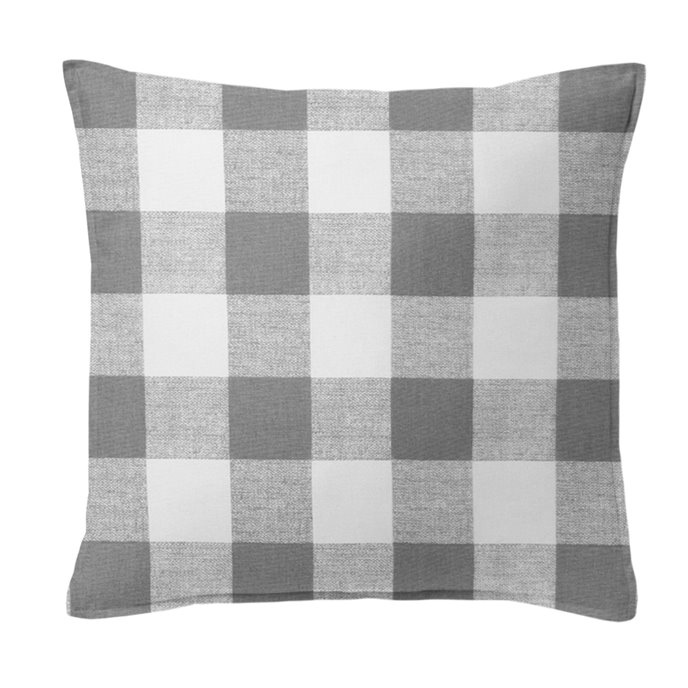 Lumberjack Check Gray/White Decorative Pillow - Size 20" Square Thumbnail