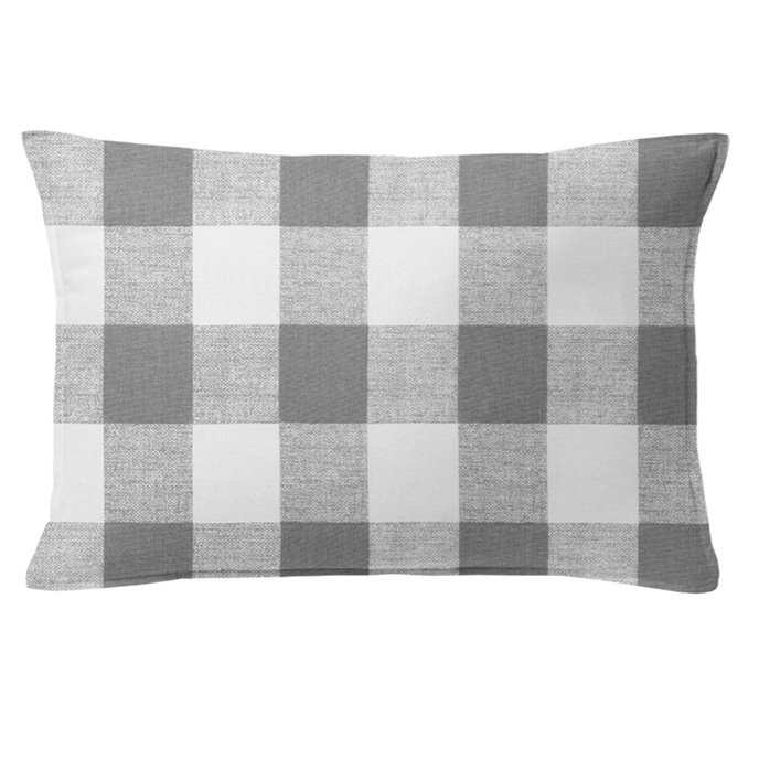 Lumberjack Check Gray/White Decorative Pillow - Size 14"x20" Rectangle Thumbnail
