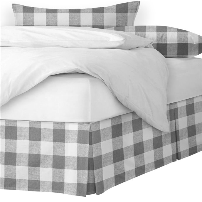 Lumberjack Check Gray/White Platform Bed Skirt - Size Twin 15" Drop Thumbnail