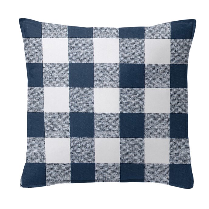 Lumberjack Check Indigo/White Decorative Pillow - Size 20" Square Thumbnail