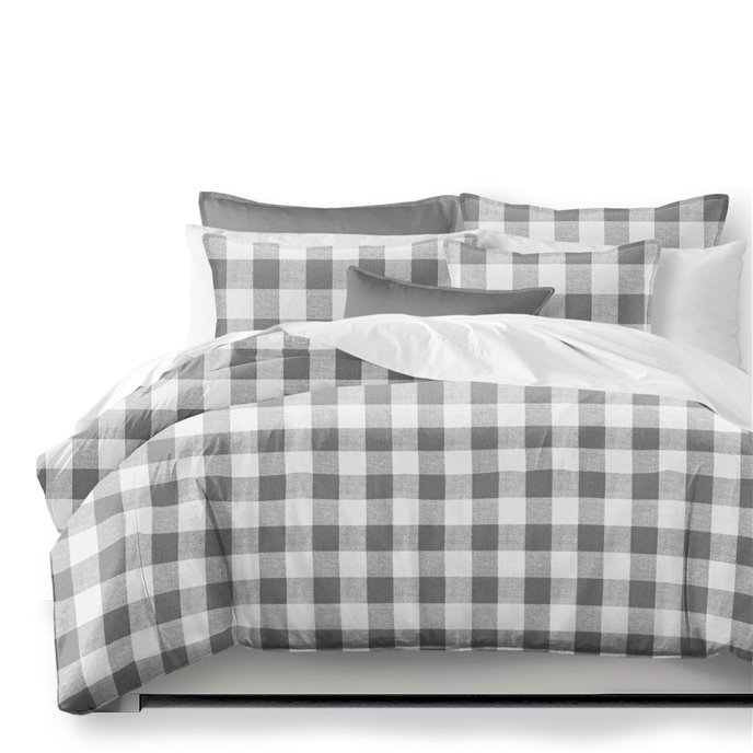 Lumberjack Check Gray/White Coverlet and Pillow Sham(s) Set - Size Queen Thumbnail