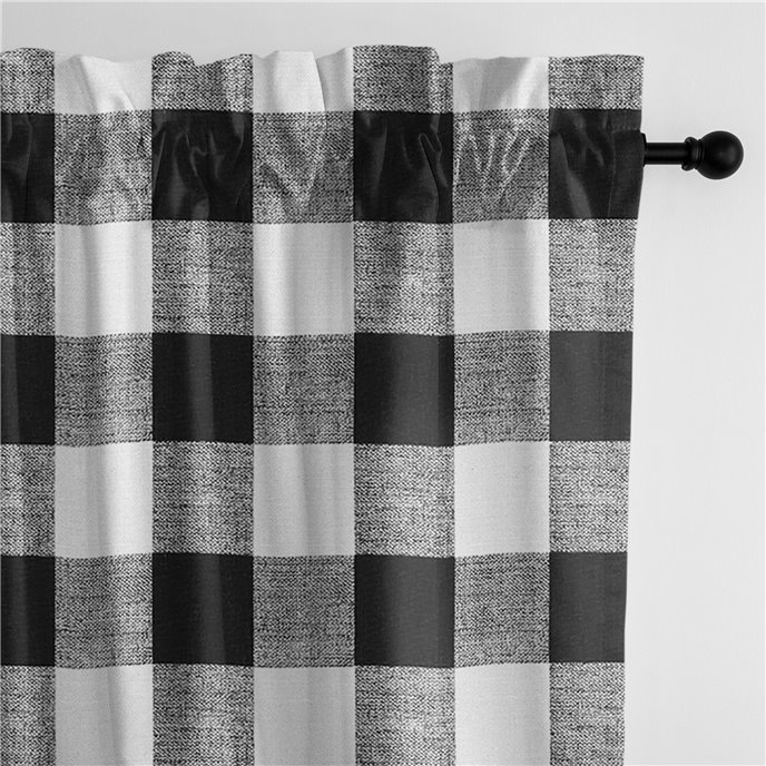 Lumberjack Check White/Black Pole Top Drapery Panel - Pair - Size 50"x132" Thumbnail