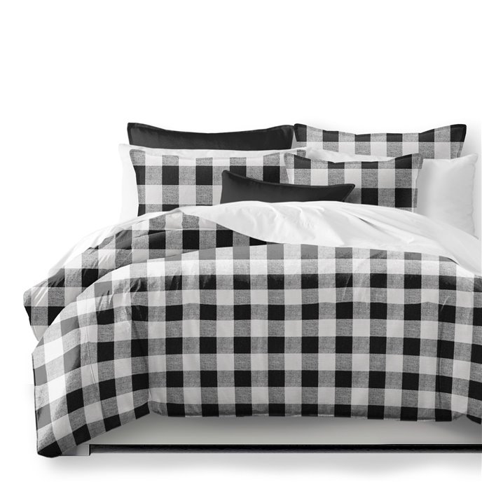 Lumberjack Check White/Black Coverlet and Pillow Sham(s) Set - Size Super Queen Thumbnail