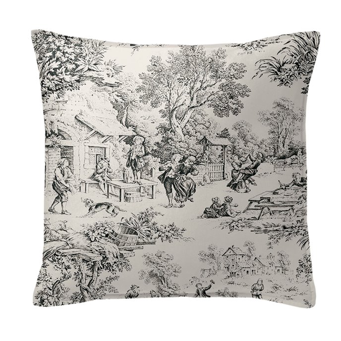 Maison Toile Black Decorative Pillow - Size 24" Square Thumbnail