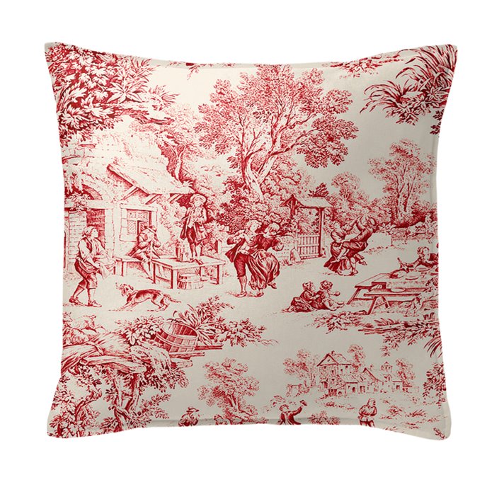 Maison Toile Red Decorative Pillow - Size 20" Square Thumbnail