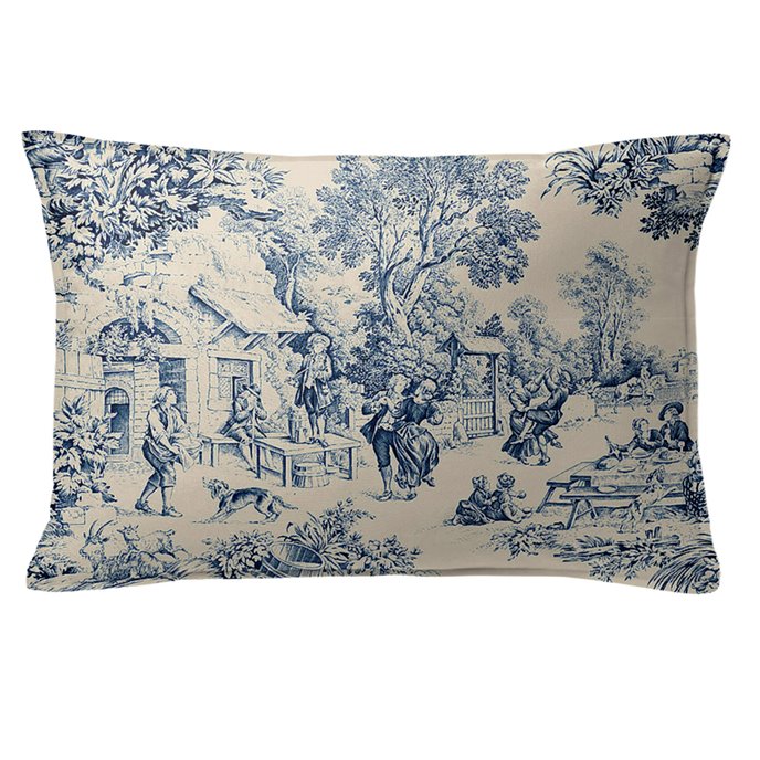Maison Toile Blue Decorative Pillow - Size 14"x20" Rectangle Thumbnail