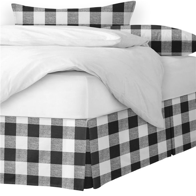 Lumberjack Check White/Black Platform Bed Skirt - Size Full 18" Drop Thumbnail