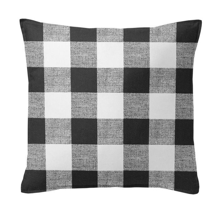 Lumberjack Check White/Black Decorative Pillow - Size 24" Square Thumbnail