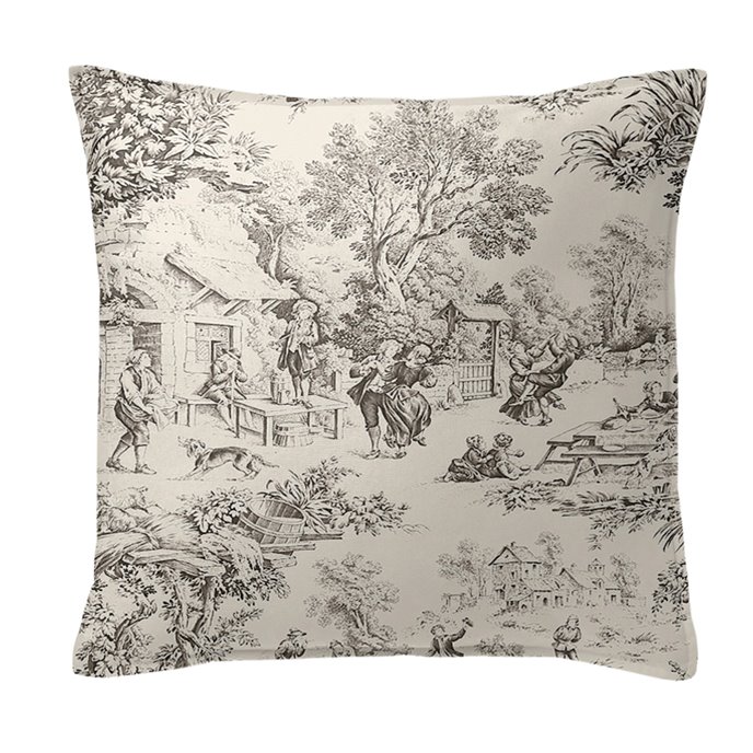 Maison Toile Sepia Decorative Pillow - Size 20" Square Thumbnail