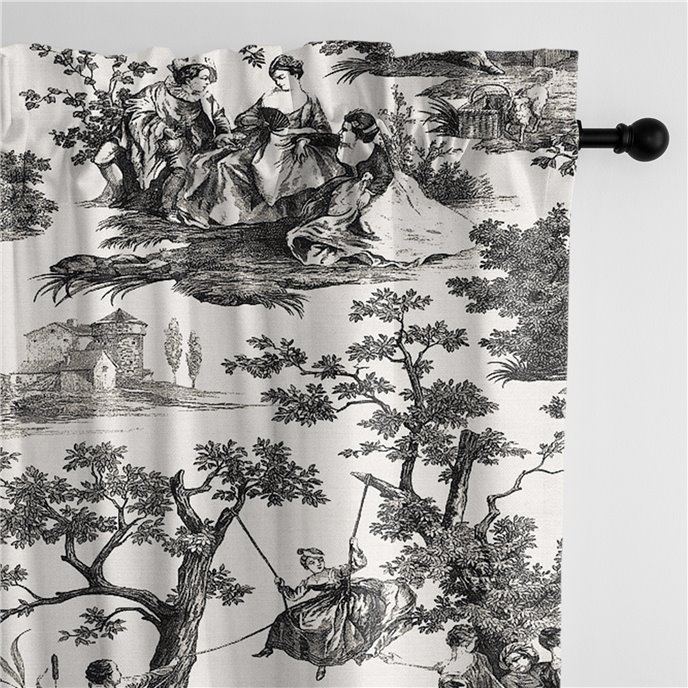 Malaika Black Pole Top Drapery Panel - Pair - Size 50"x84" Thumbnail