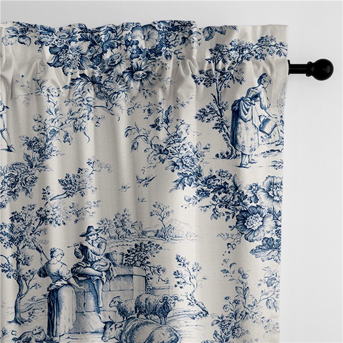 Mason Navy Pole Top Drapery Panel - Pair - Size 50"x144" Thumbnail