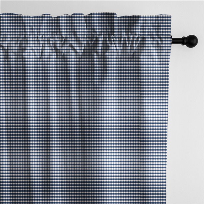 Rockton Check Indigo Pole Top Drapery Panel - Pair - Size 50"x120" Thumbnail