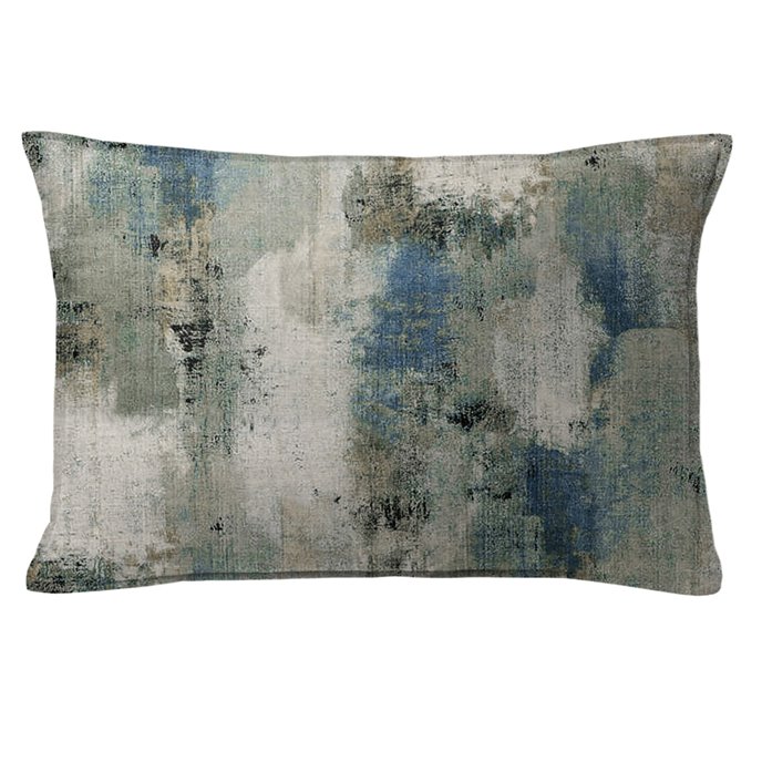 Thiago Linen Dark Denim Blue Decorative Pillow - Size 14"x20" Rectangle Thumbnail