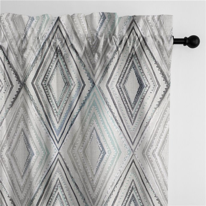 Sloane Seabreeze/Ivory Pole Top Drapery Panel - Pair - Size 50"x132" Thumbnail