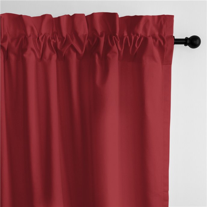 Braxton Red Pole Top Drapery Panel - Pair - Size 50"x132" Thumbnail