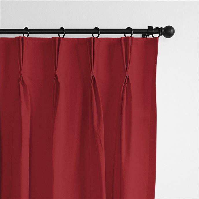 Braxton Red Pinch Pleat Drapery Panel - Pair - Size 20"x108" Thumbnail