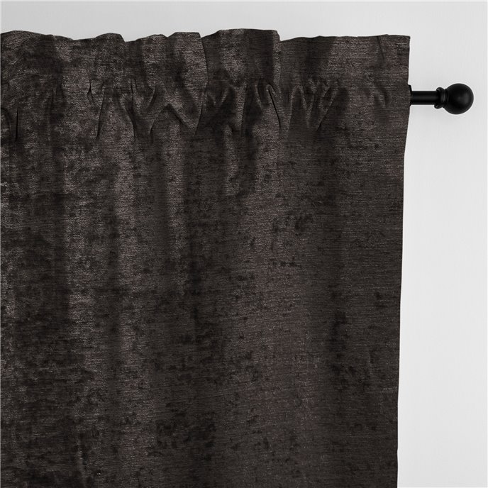 Juno Velvet Chocolate Pole Top Drapery Panel - Pair - Size 50"x132" Thumbnail
