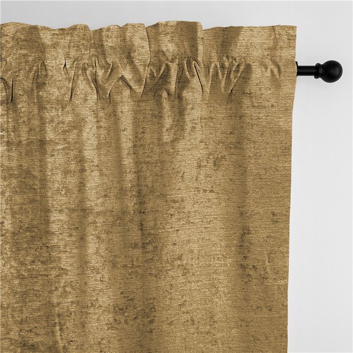 Juno Velvet Gold Pole Top Drapery Panel - Pair - Size 50"x108" Thumbnail