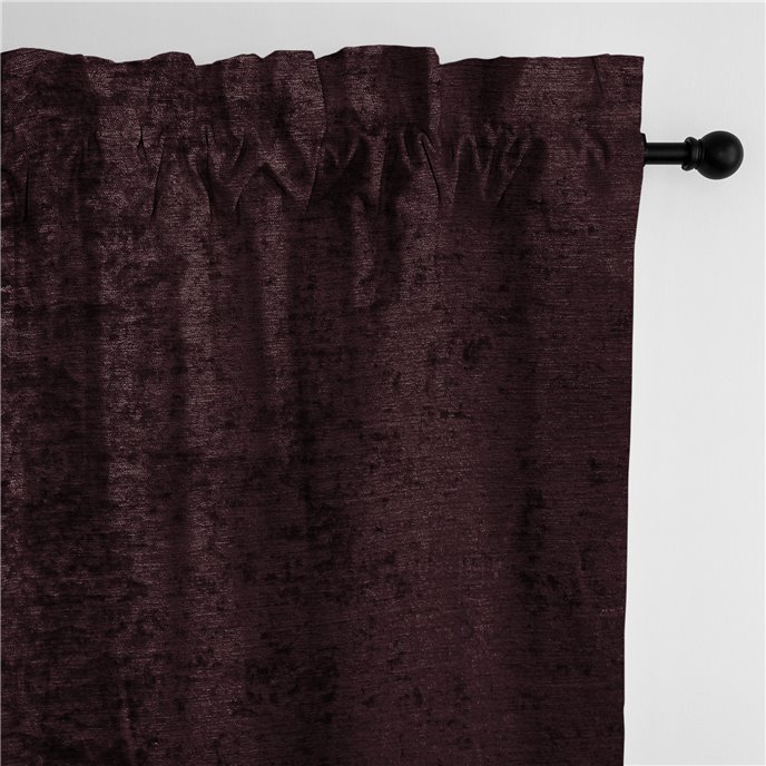 Juno Velvet Bordeaux Pole Top Drapery Panel - Pair - Size 50"x120" Thumbnail