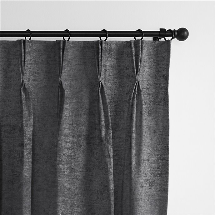 Juno Velvet Gray Pinch Pleat Drapery Panel - Pair - Size 40"x108" Thumbnail