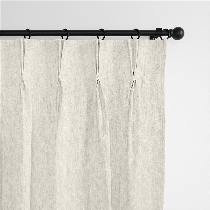 Juno Velvet Ivory Pinch Pleat Drapery Panel - Pair - Size 20"x132" Thumbnail