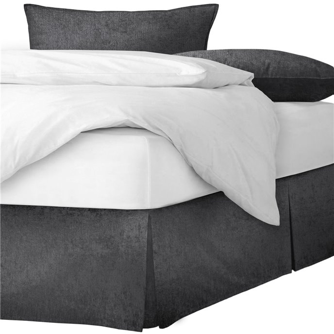 Juno Velvet Gray Platform Bed Skirt - Size Queen 18" Drop Thumbnail