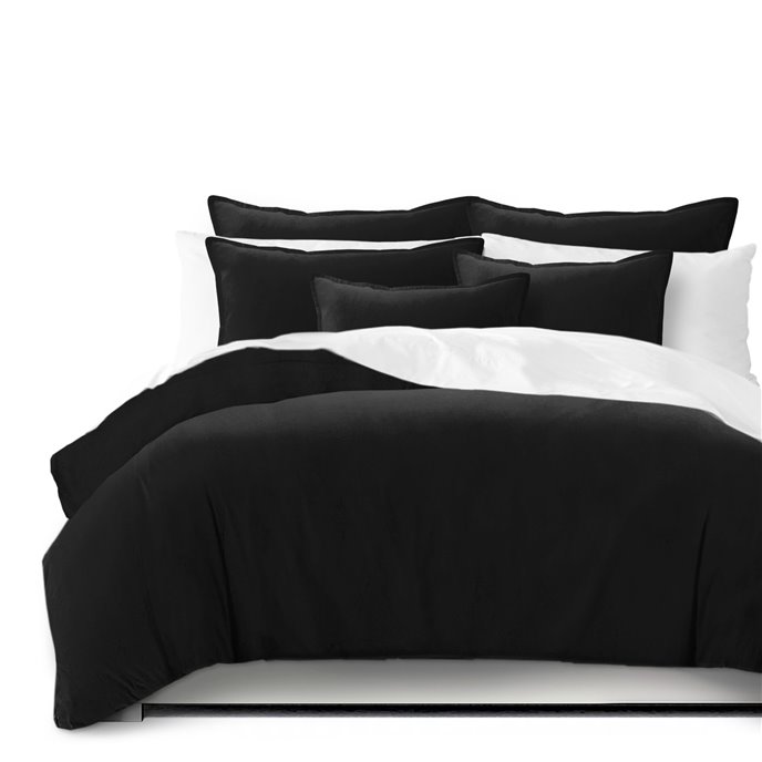 Vanessa Black Duvet Cover and Pillow Sham(s) Set - Size Super Queen Thumbnail