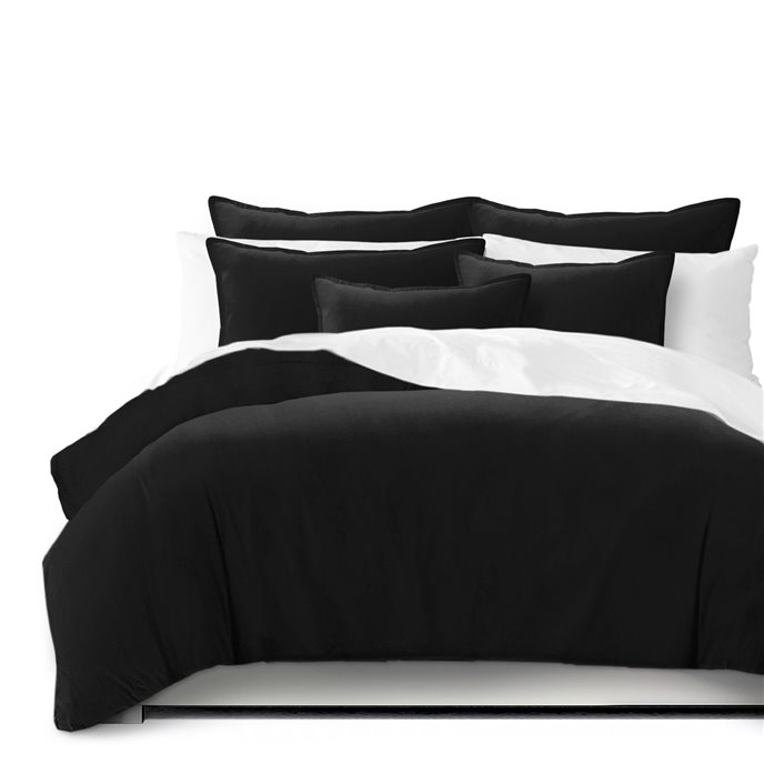 Vanessa Black Comforter and Pillow Sham(s) Set - Size Super Queen Thumbnail