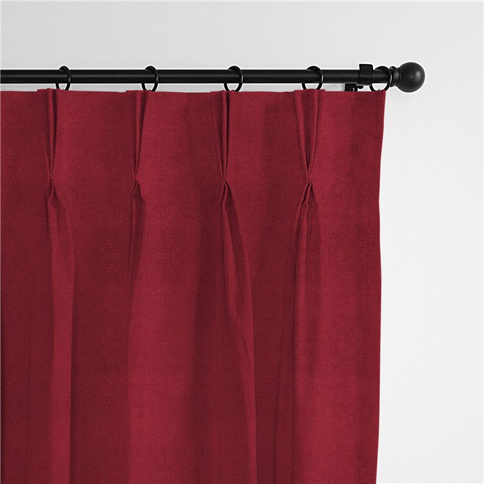 Vanessa Red Pinch Pleat Drapery Panel - Pair - Size 20"x120" Thumbnail