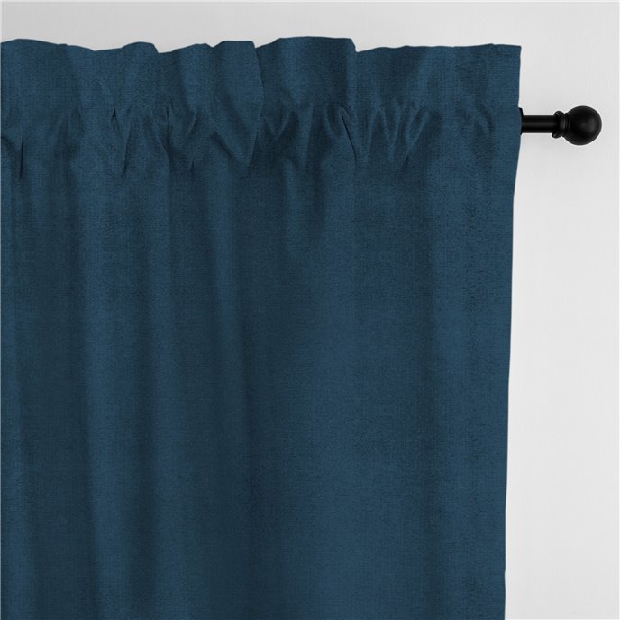 Vanessa Navy Pole Top Drapery Panel - Pair - Size 50"x84" Thumbnail