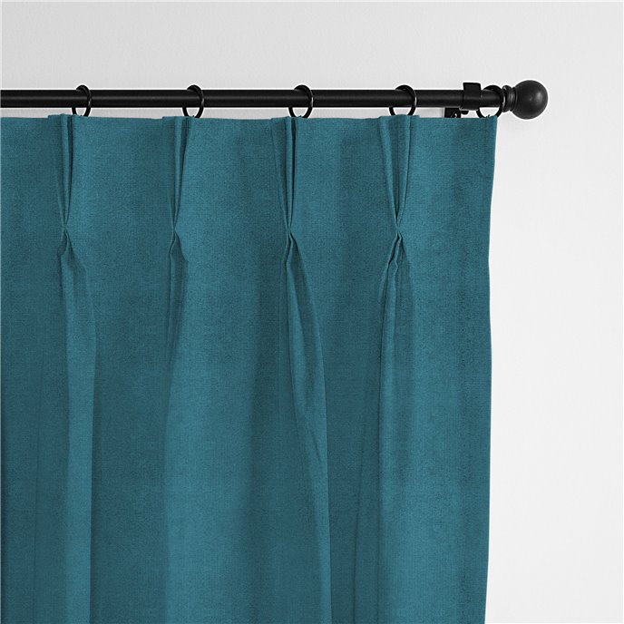 Vanessa Turquoise Pinch Pleat Drapery Panel - Pair - Size 20"x132" Thumbnail