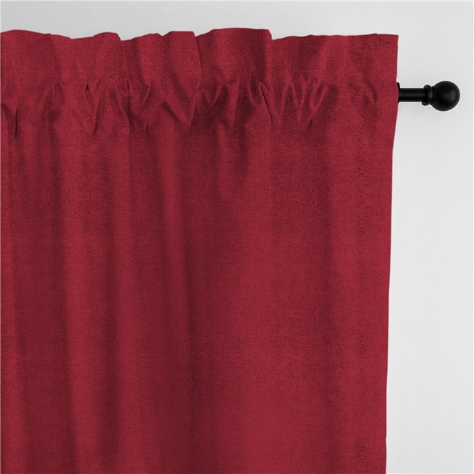 Vanessa Red Pole Top Drapery Panel - Pair - Size 50"x84" Thumbnail