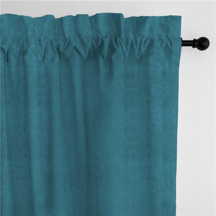 Vanessa Turquoise Pole Top Drapery Panel - Pair - Size 50"x96" Thumbnail