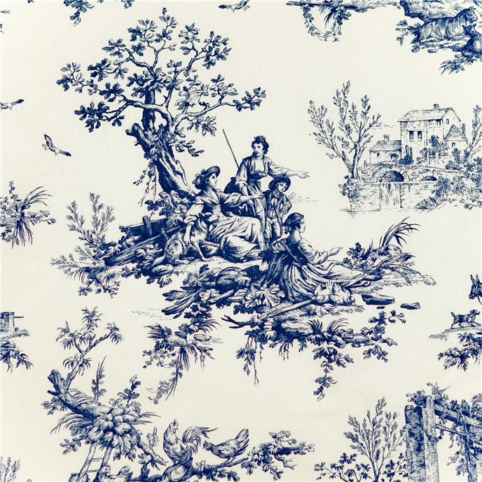 Bouvier Blue Toile Main Print Fabric - Non Refundable Thumbnail