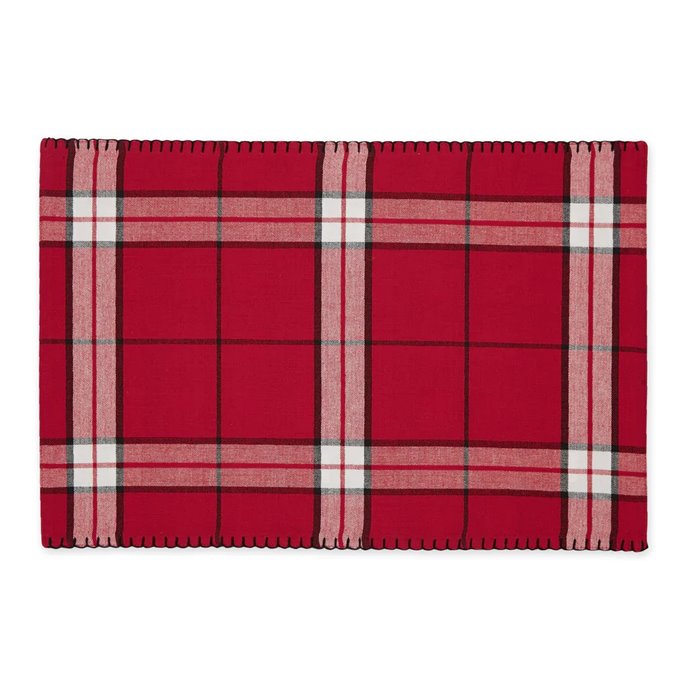 Sleigh Bells Plaid Embellished Placemat Thumbnail