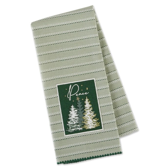 Peace Snowy Trees Embellished Dishtowel Thumbnail