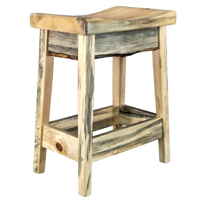 Big Sky Counter Height Saddle Barstool - Natural Clear Lacquer Finish Thumbnail