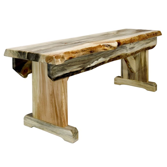 Big Sky Live Edge 45 Inch Wooden Bench - Natural Clear Lacquer Finish Thumbnail