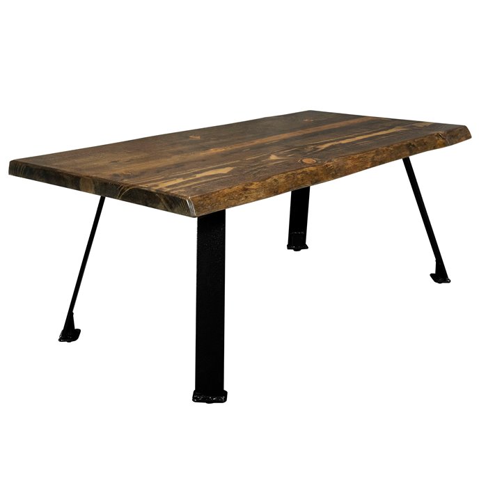 Big Sky Live Edge Coffee Table w/ Blackstone Series Forged Iron Legs - Provincial Stain & Clear Lacquer Finish Thumbnail
