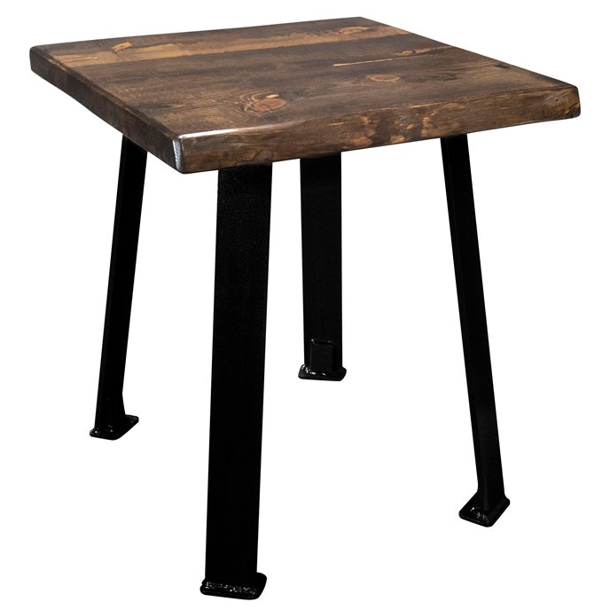 Big Sky Live Edge End Table w/ Blackstone Series Forged Iron Legs - Provincial Stain & Clear Lacquer Finish Thumbnail