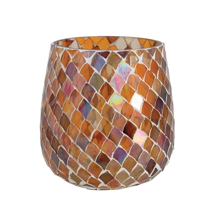 Large Multicolor Mosaic Glass Candle Holder 4.75" high Thumbnail