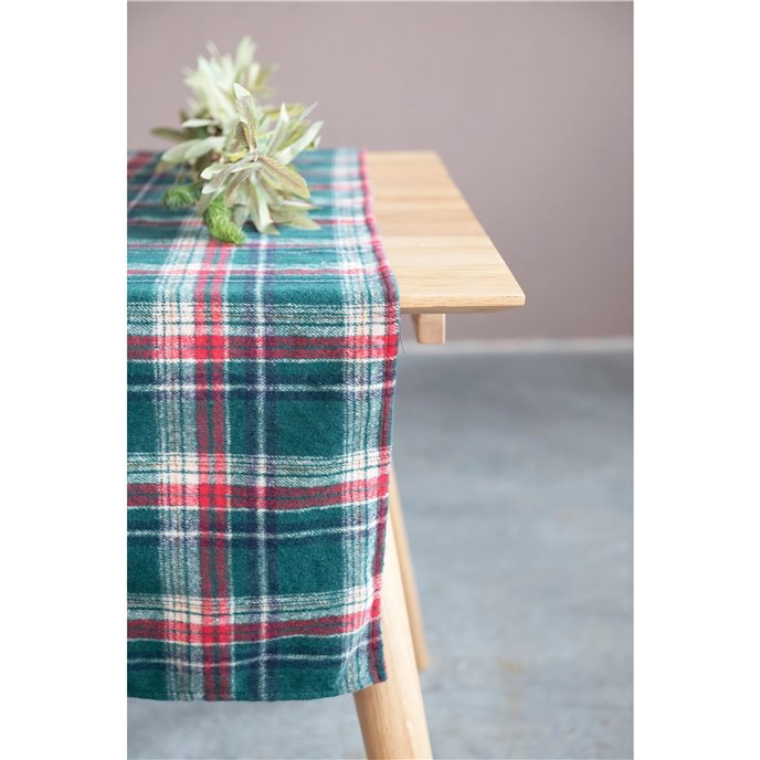 Green Plaid Flannel Table Runner 72" long Thumbnail