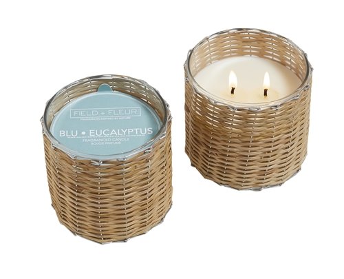 Blu Eucalyptus 2 Wick Handwoven Candle 12oz. Thumbnail