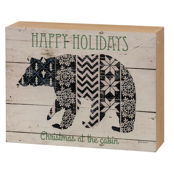 Nordic Bear Happy Holidays Box Sign 5"H Thumbnail