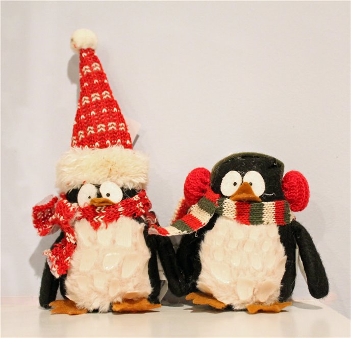 Plush Penguin Ornaments Set of 2 Assorted 4"H Thumbnail